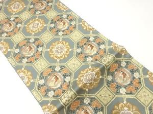 蜀江文に花鳥模様織出し袋帯